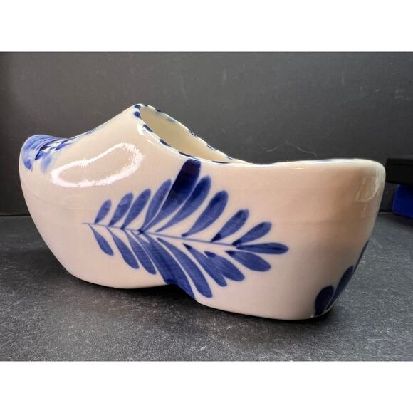 Vintage Blue White Delft Style Ceramic Dutch Clog Souvenir Trinket Dish 4" - Picture 4 of 11